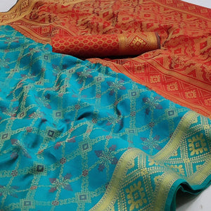 Blue Woven Art Silk Saree