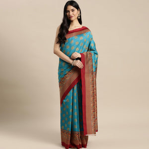 Blue Woven Art Silk Saree