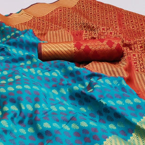 Blue Woven Art Silk Saree