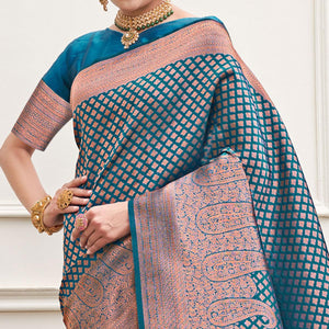Blue Woven Art Silk Saree