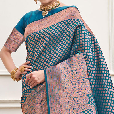 Blue Woven Art Silk Saree