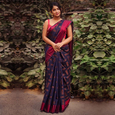 Blue Woven Art Silk Saree