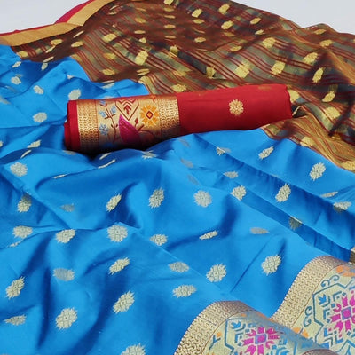 Blue Woven Art Silk Saree