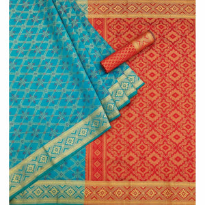 Blue Woven Art Silk Saree