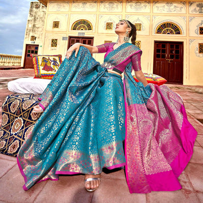 Blue Woven Art Silk Saree