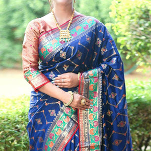 Blue Woven Art Silk Saree