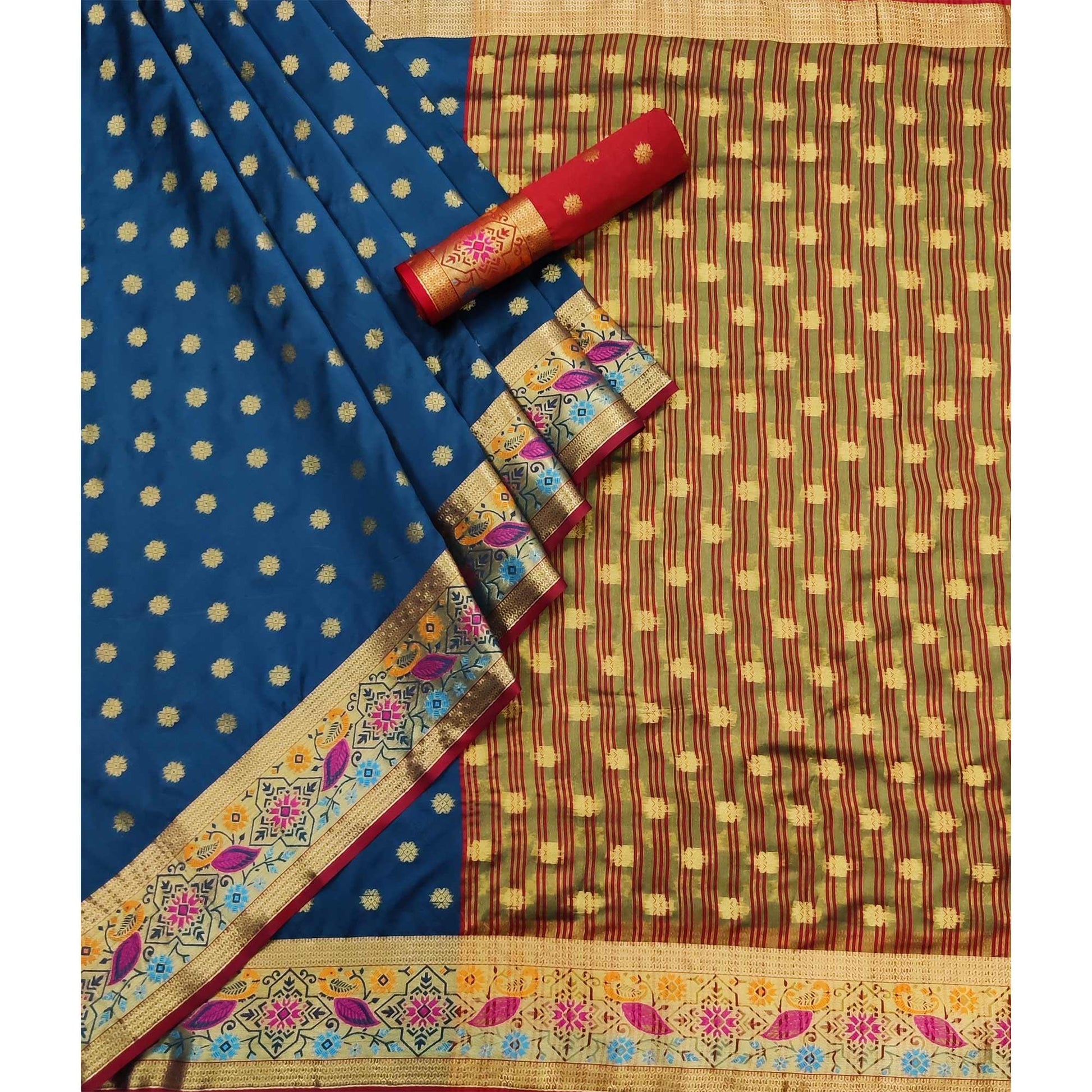 Blue Woven Art Silk Saree