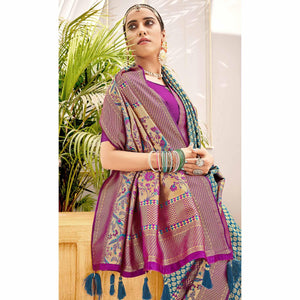 Blue Woven Art Silk Saree