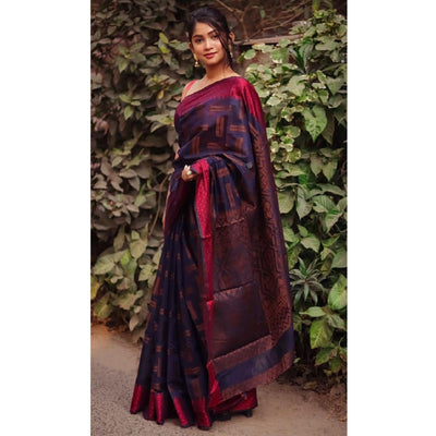 Blue Woven Art Silk Saree