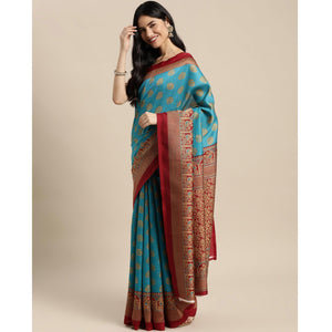 Blue Woven Art Silk Saree