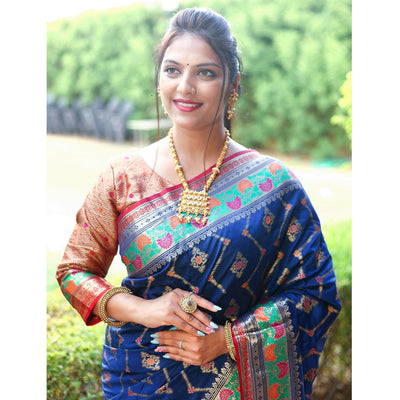 Blue Woven Art Silk Saree