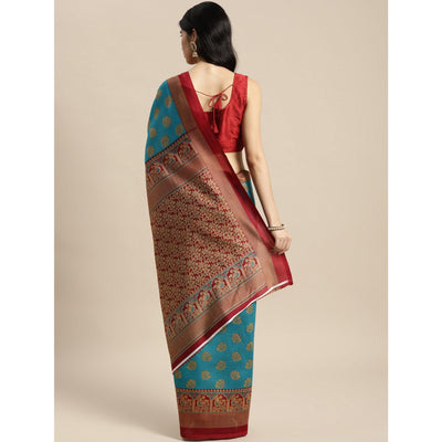Blue Woven Art Silk Saree