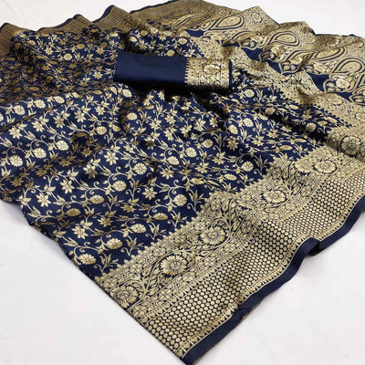 Blue Woven Banarasi Silk Saree