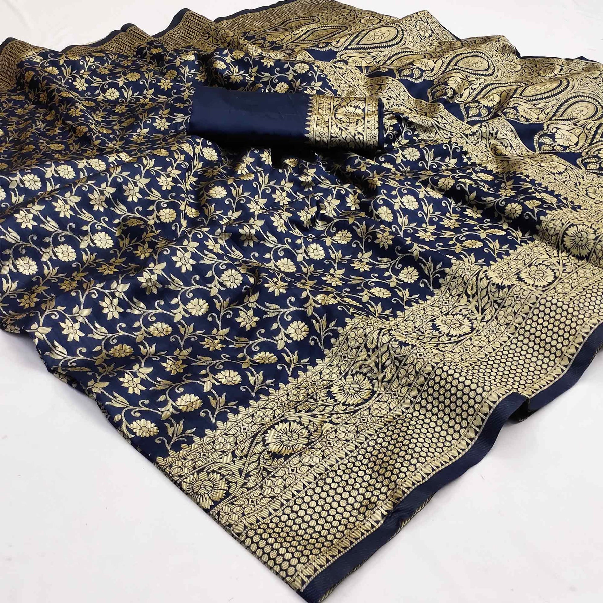 Blue Woven Banarasi Silk Saree