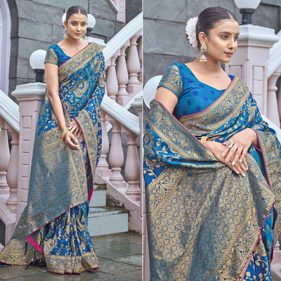 Blue Woven Banarasi Silk Saree