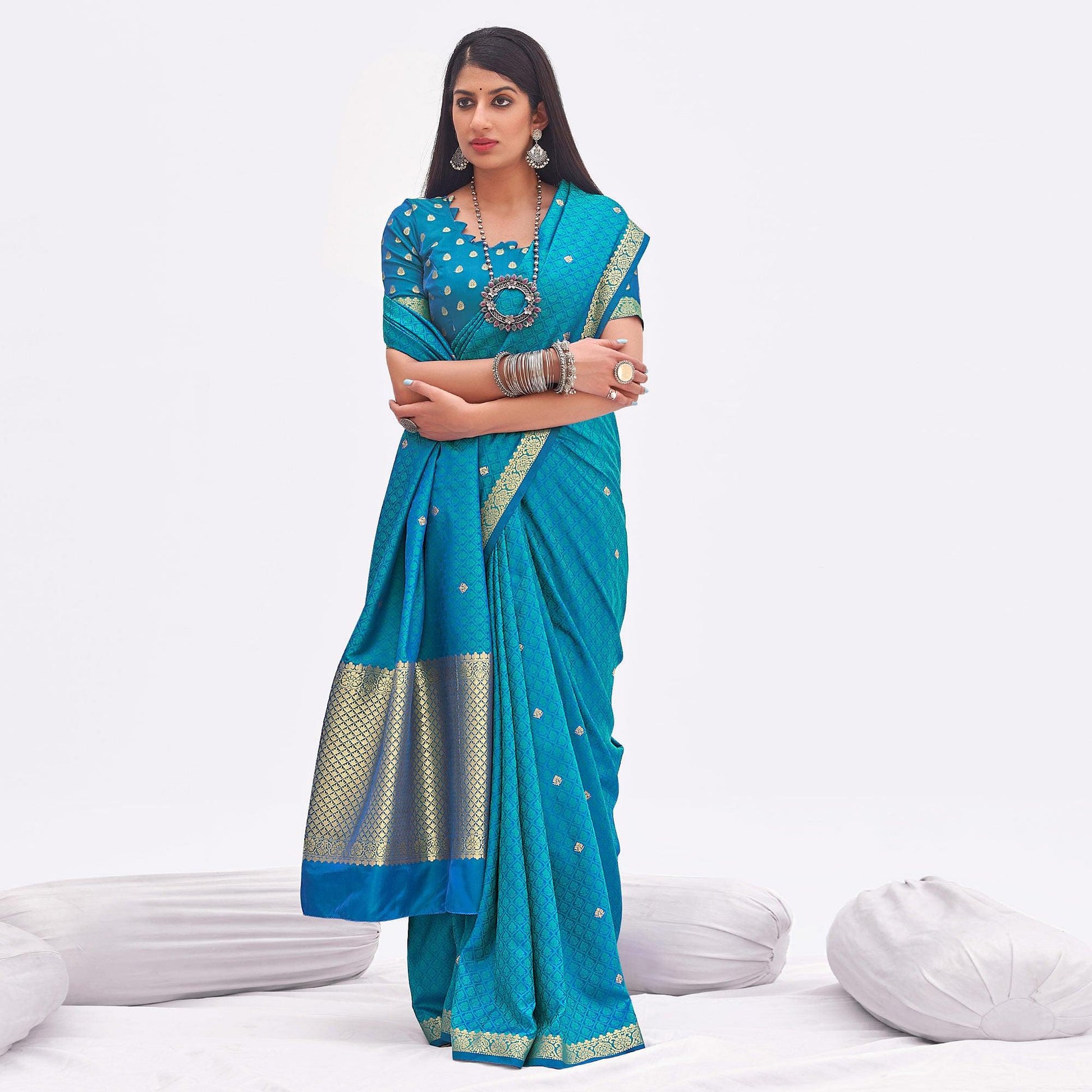 Blue Woven Banarasi Silk Saree