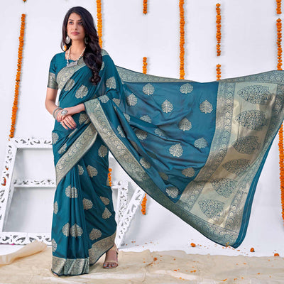 Blue Woven Banarasi Silk Saree