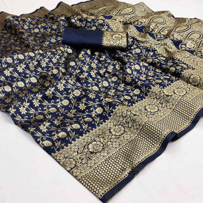 Blue Woven Banarasi Silk Saree