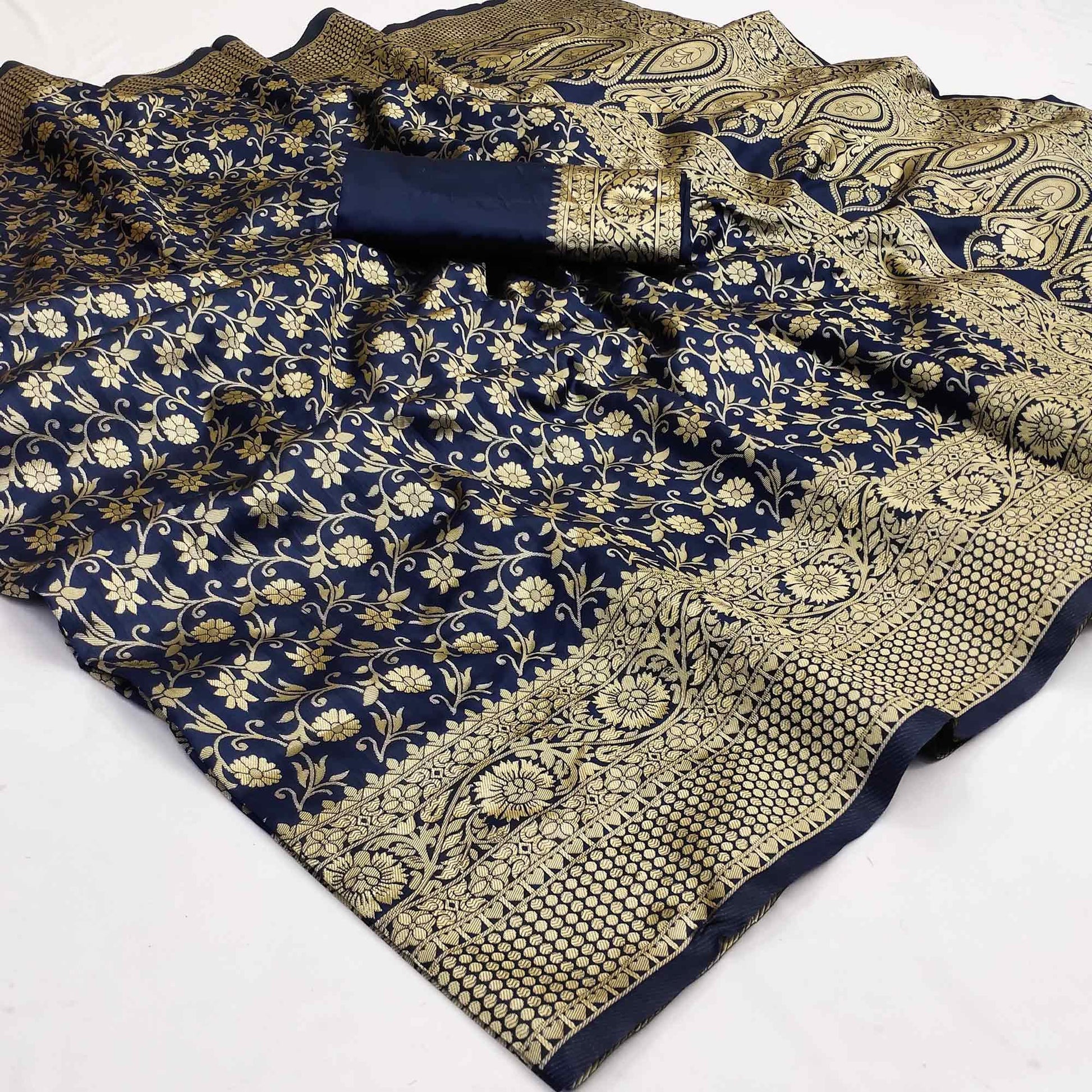 Blue Woven Banarasi Silk Saree