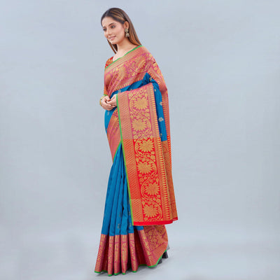 Blue Woven Banarasi Silk Saree