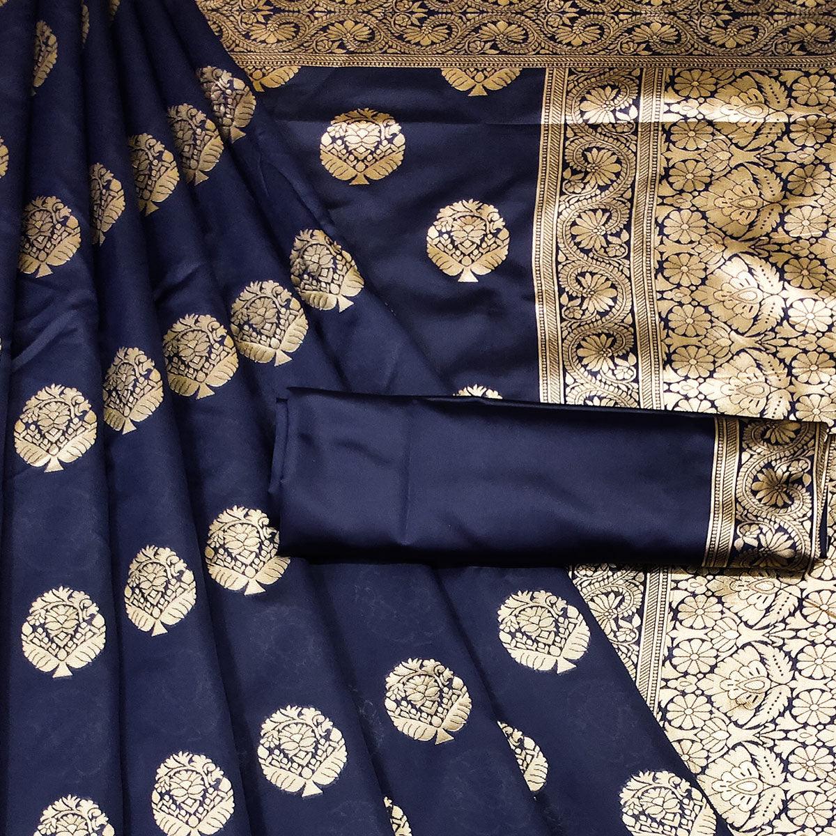 Blue Woven Banarasi Silk Saree