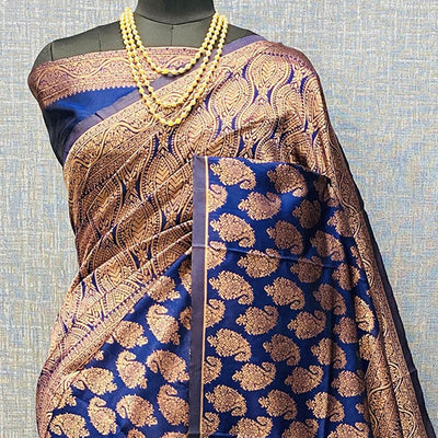 Blue Woven Banarasi Silk Saree