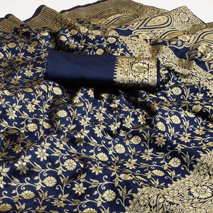Blue Woven Banarasi Silk Saree