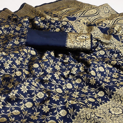 Blue Woven Banarasi Silk Saree