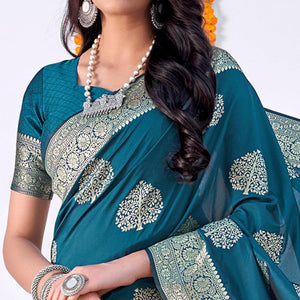 Blue Woven Banarasi Silk Saree