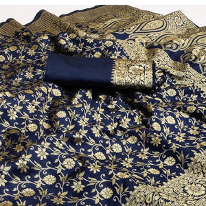 Blue Woven Banarasi Silk Saree