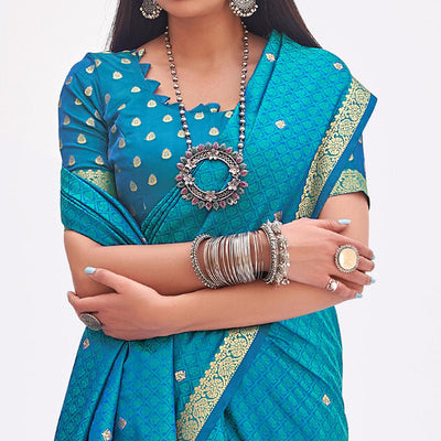 Blue Woven Banarasi Silk Saree