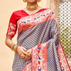Blue Woven Banarasi Silk Saree