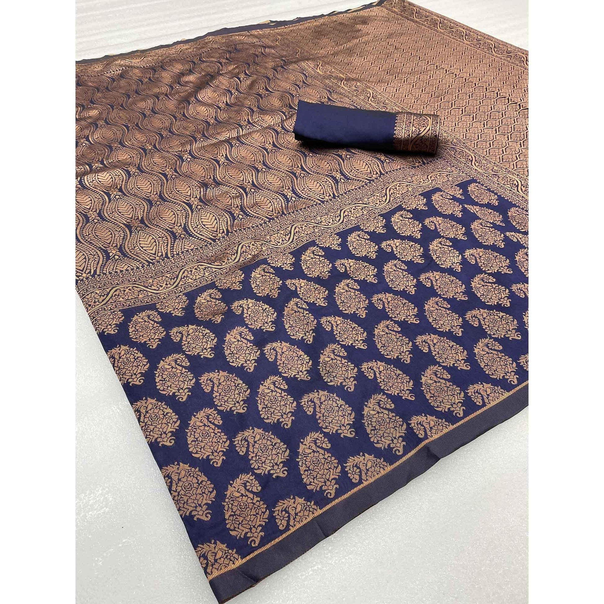 Blue Woven Banarasi Silk Saree