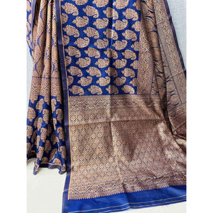 Blue Woven Banarasi Silk Saree