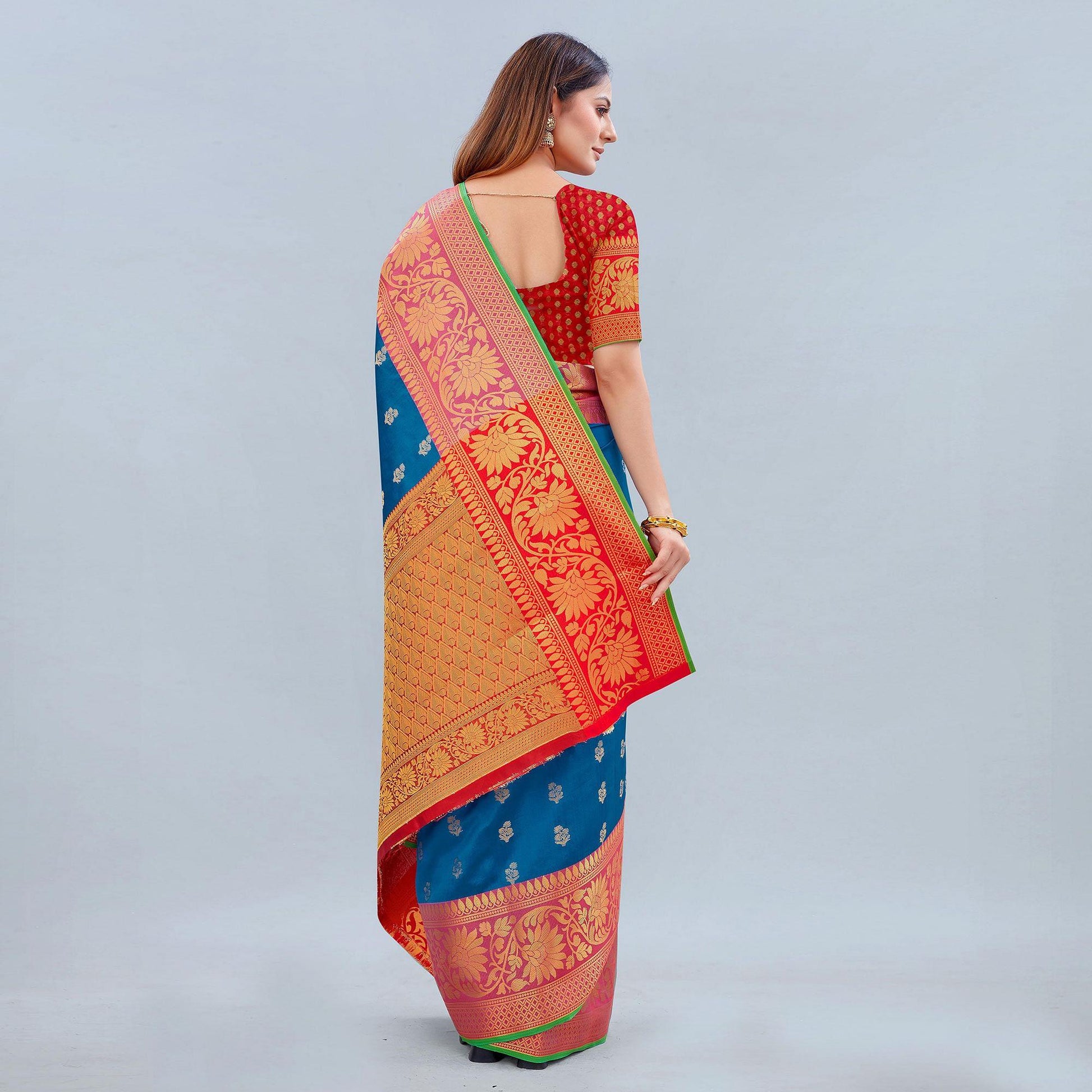 Blue Woven Banarasi Silk Saree