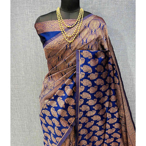 Blue Woven Banarasi Silk Saree
