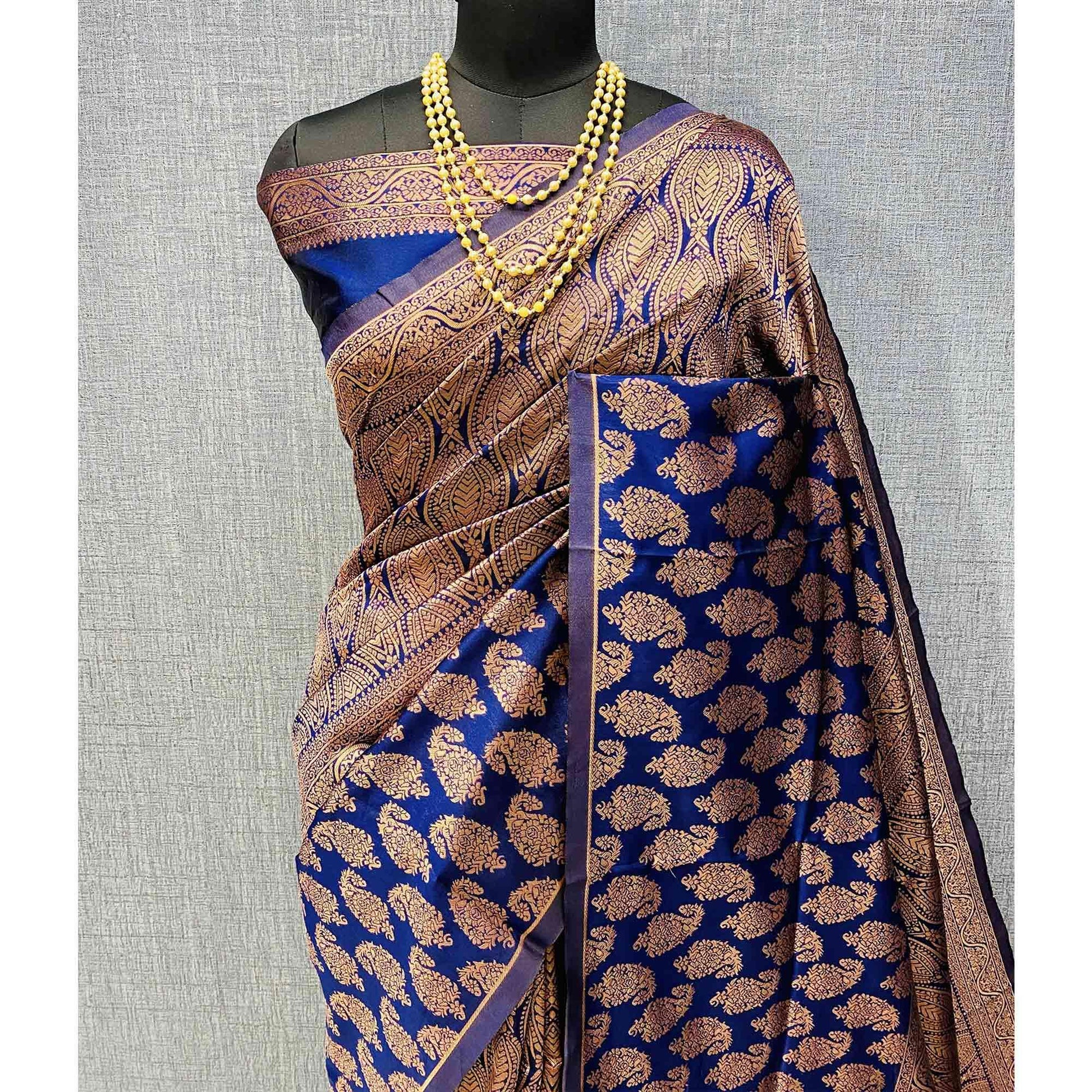 Blue Woven Banarasi Silk Saree