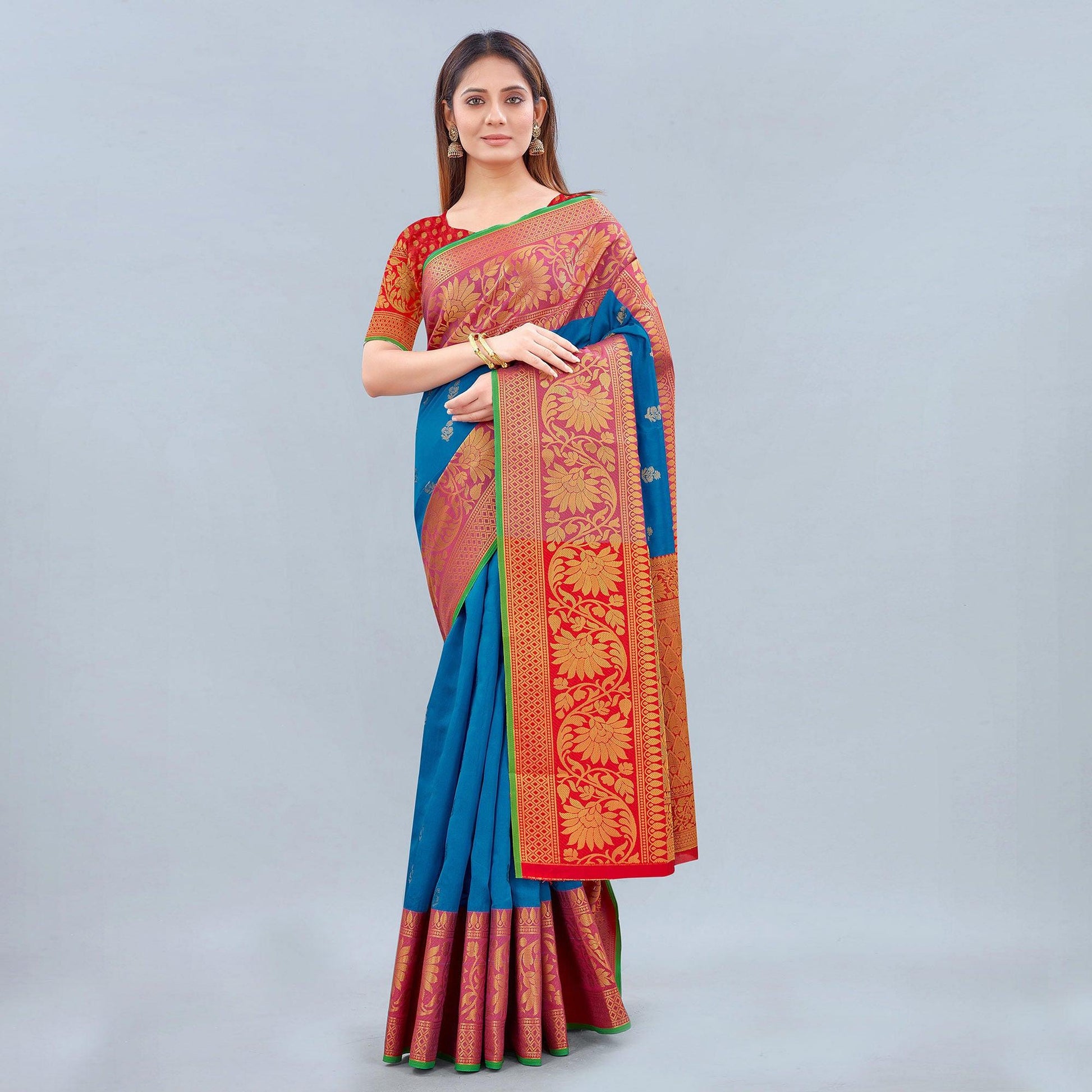 Blue Woven Banarasi Silk Saree