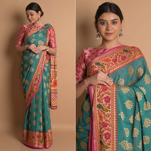 Blue Woven Brasso Saree