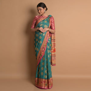 Blue Woven Brasso Saree