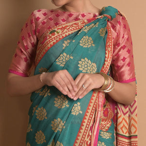 Blue Woven Brasso Saree