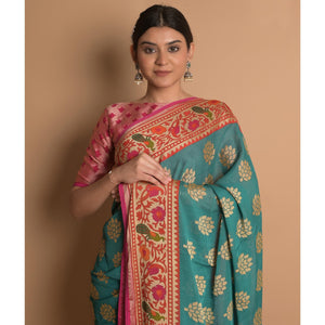 Blue Woven Brasso Saree