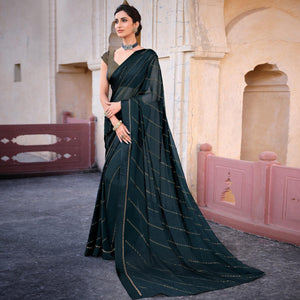 Blue Woven Chiffon Saree