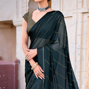 Blue Woven Chiffon Saree