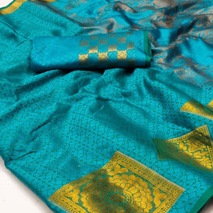Blue Woven Cotton Silk Saree