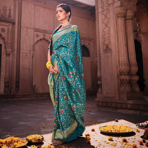 Blue Woven Dola Silk Saree