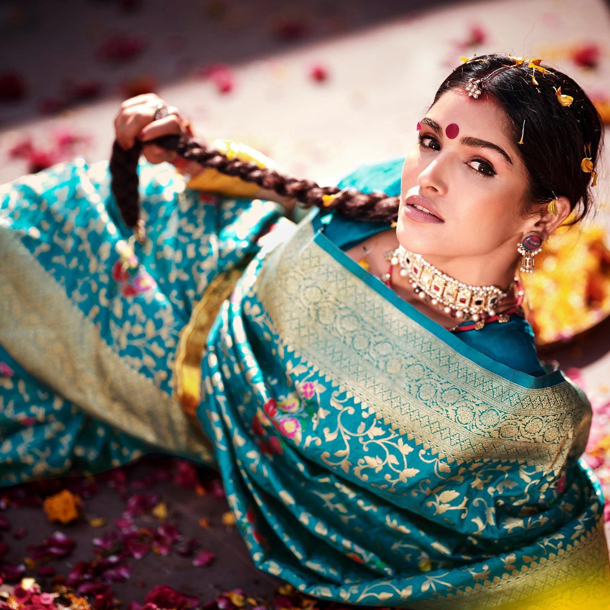 Blue Woven Dola Silk Saree