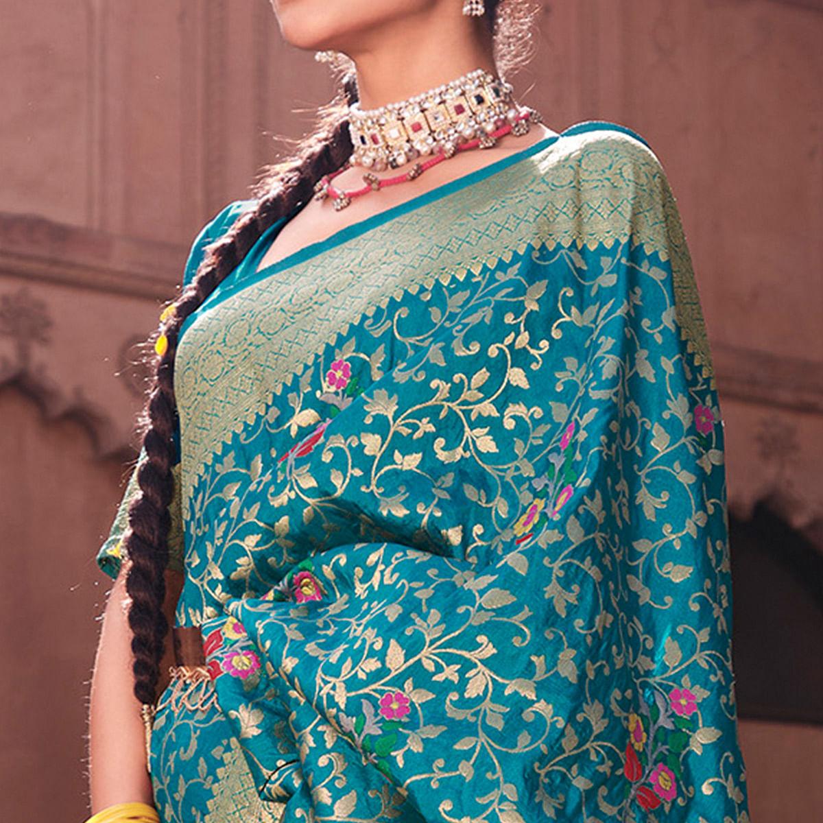 Blue Woven Dola Silk Saree