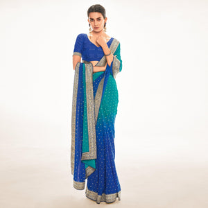 Blue Woven Georgette Saree