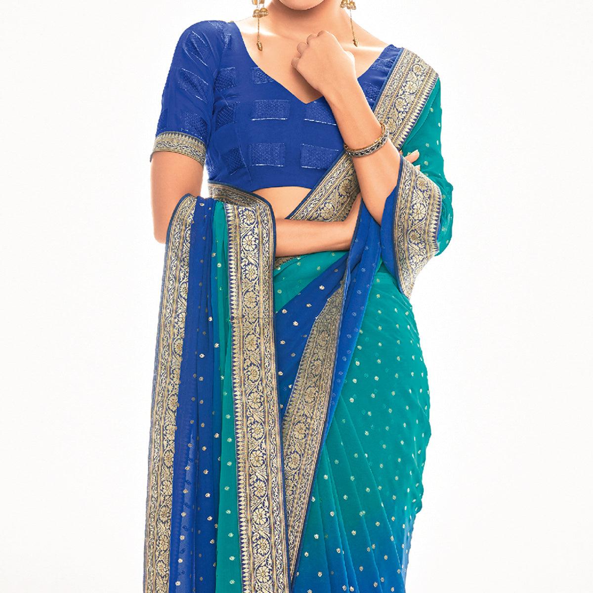 Blue Woven Georgette Saree